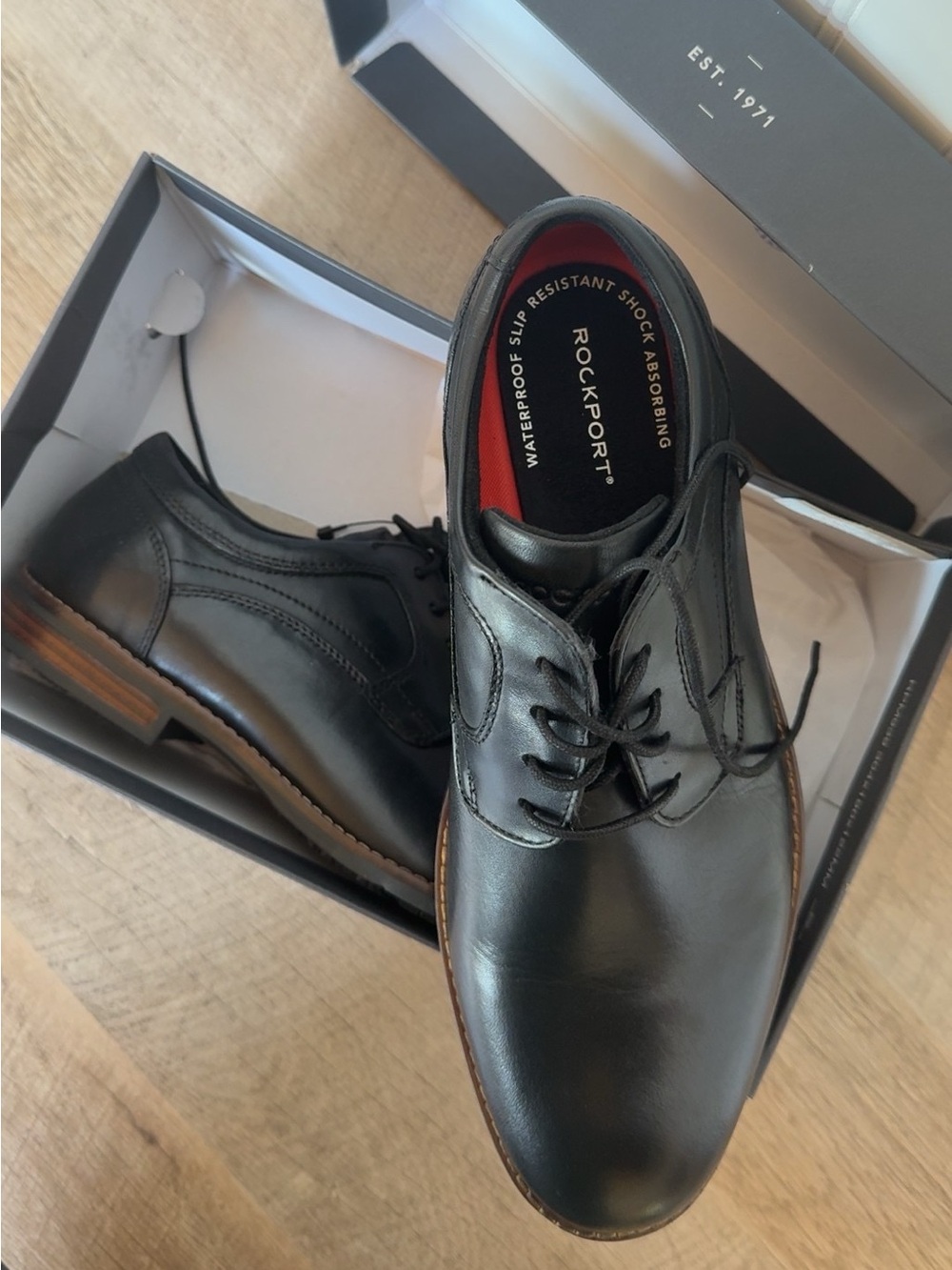 Rockport Men’s Black Leather Lace-Up Dress Shoes